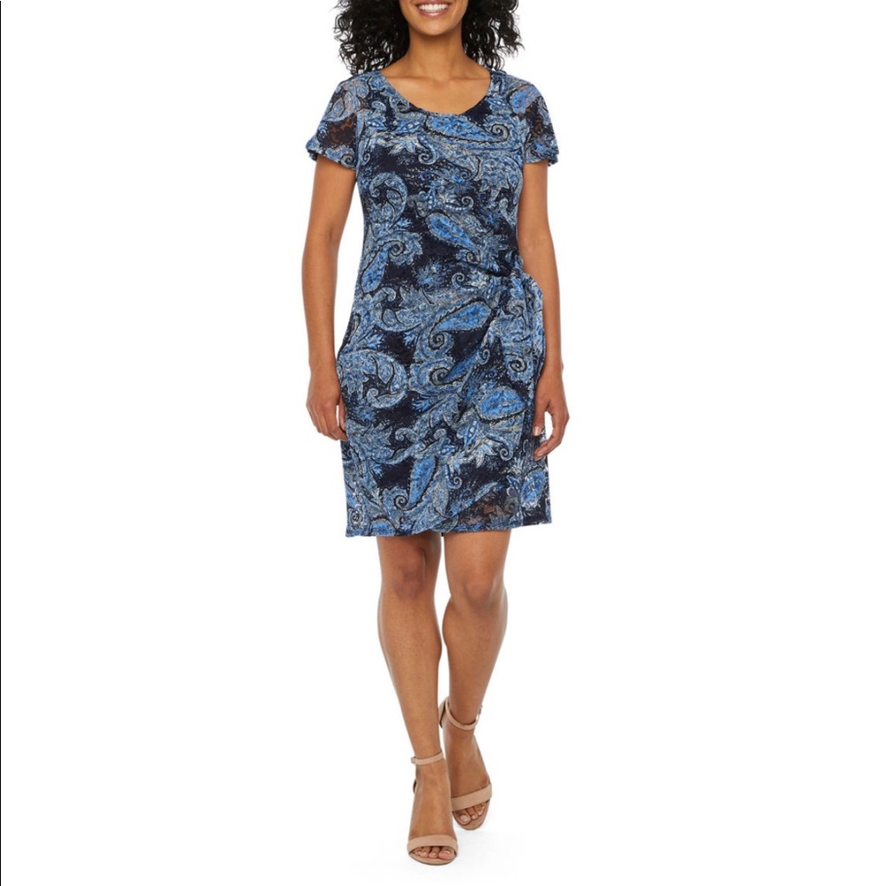 Robbie Bee leaf lace sheath dress